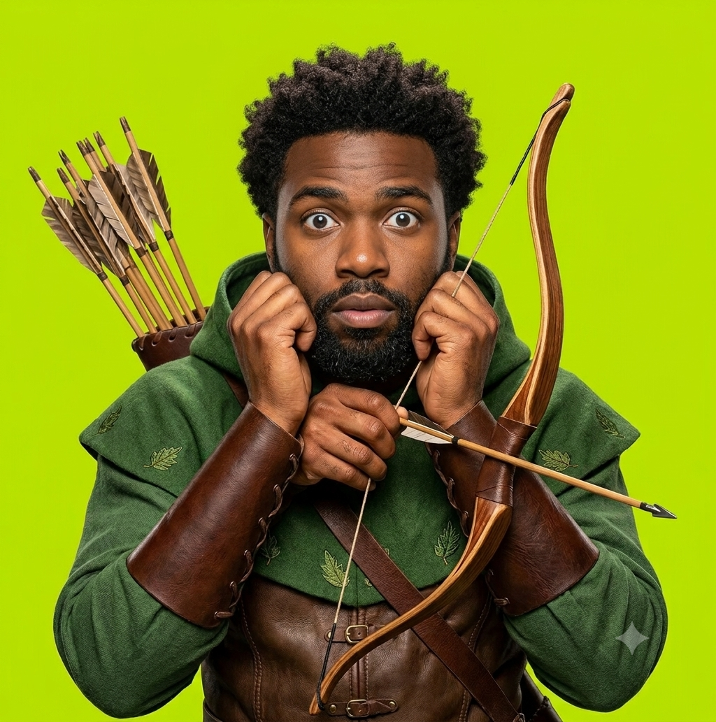 The outlaw of Robinhood Chain, drawn bow ready